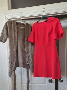 Banana Republic Dress & Tie Front 50% Lambwool Cardigan Bundle Sz 2/Small